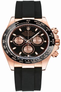 Replica 116515LN Black and Pink Oysterflex Rolex Cosmograph Daytona Everose Gold Mens Watch